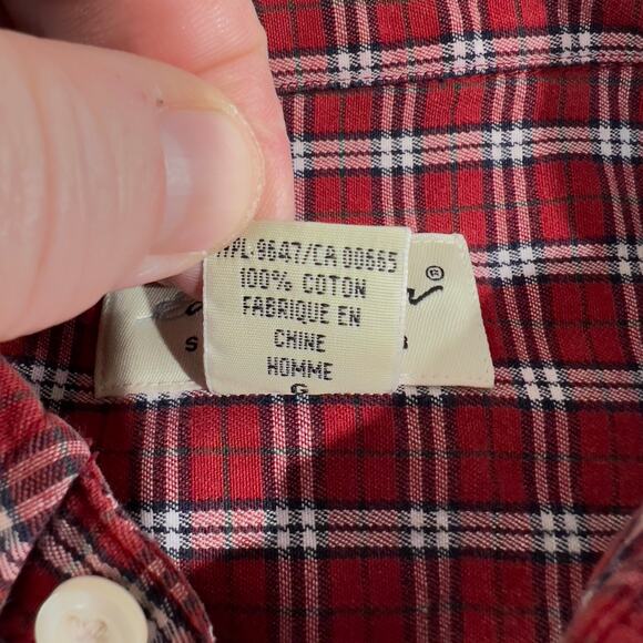 Eddie Bauer Outlet Button Down Shirt Men's Large Flannel Red Check 100% Cotton - Picture 4 of 12
